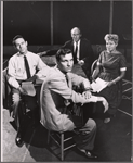 Joseph Wiseman, Warren Enters, Jack Dunphy and Shelley Winters in the stage production The Saturday Night Kid