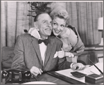 Jerome Cowan and Vivian Blaine in publicity for the stage production Say, Darling