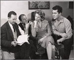 Betsy Von Furstenberg [second from right], Douglass Watson [right] and unidentified others in the stage production Season of Choice