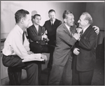 Gene Raymond and Ed Begley [right] in rehearsal for the stage production A Shadow of My Enemy