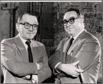 Martin Gabel and Art Buchwald in publicity photo for the stage production Sheep on the Runway