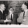 Robert Whitehead, Art Buchwald and Gene Saks in publicity photo for the stage production Sheep on the Runway