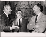 Robert Whitehead, Art Buchwald and Gene Saks in publicity pose for the stage production Sheep on the Runway