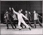 Richard D'Arcy [front] and Les Quat 'Jeudis in rehearsal for the stage production Show Girl