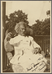 Five photographs. SLC on a verandah in a wicker chair, August 1907, Tuxedo, NY.