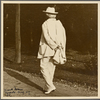 Six photographs of SLC strolling in white suit at Tuxedo, Aug. 1907. SLC walking away from camera, hands behind back.