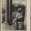 Seven photographs. SLC on a verandah, smoking. Photograph series, "the progress of a moral purpose..." [6 of 7: original missing, magazine clipping]