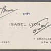 Lyon, Isabel. Miscellaneous note to W. T. H. Howe.