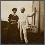 SLC and Helen Keller, 2 photographs. Jan. 1909. in Isabel Lyon's notes on books by SLC.