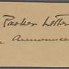 Lyon, Isabel. Holograph notes on the Dr Parker letter.