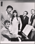 Burt Bacharach, Jerry Orbach, Jill O'Hara, Robert Moore and Playwright Neil Simon in rehearsal for the stage production Promises, Promises