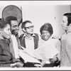 Melba Moore, Cleavon Little, Gary Geld, Joyce Brown and Peter Udell in rehearsal for the stage production Purlie