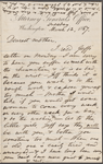 Whitman, Louisa Van Velsor, mother, ALS to. Mar. 12, 1867.