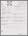 Stage manager's log