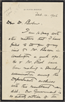 Barbour, Dr. [T. S.], ALS to. Feb. 10, 1906.