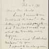 Hall, [Frederick J.], ALS to. Feb. 25, 1893. 