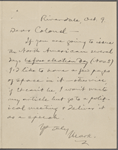 [Harvey], Colonel [G. B. M.], ALS to. Oct. 9, [1901].