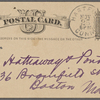 Hathaway & Pond, postcard to. Nov. 25, [1879]. Previously: Nov. 25, [n.y.].