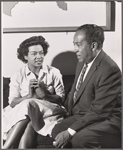 Hilda Simms and Langston Hughes in the stage production Tambourines to Glory
