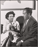 Hazel Scott and Langston Hughes in the stage production Tambourines to Glory