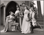 Joseph Bova, Barbara Barrie [center] and unidentified others in the 1960 Central Park production of The Taming of the Shrew
