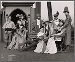 J.D. Cannon (standing second from left), Jane White (seated left), Barbara Barrie (seated right), and cast in the stage production The Taming of the Shrew