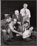 Jack Pearl, George Voskovec, David Vardi, Jacob Ben-Ami, Donald Harron and Risa Schwartz in rehearsal for the stage production The Tenth Man