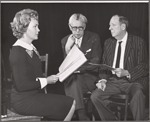 Wynne Miller, James Thurber and Paul Ford in rehearsal for the stage production A Thurber Carnival