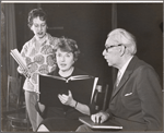Alice Ghostley, Peggy Cass and James Thurber in rehearsal for the stage production A Thurber Carnival