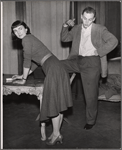 Allyn Ann McLerie and unidentified in rehearsal for the stage production Time Limit!