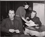 Richard Kiley, Allyn Ann McLerie and Arthur Kennedy in rehearsal for the stage production Time Limit!