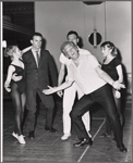 Morton DaCosta, Jack Cole [center] and unidentified others in rehearsal for To Broadway with Love