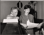 Morton DaCosta [center] and unidentified in rehearsal for To Broadway with Love