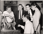 Morton DaCosta [left] and unidentified others in rehearsal for To Broadway with Love