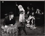 Zero Mostel [seated left], Swen Swenson [holding whip] and unidentified others in the 1974 Broadway production of Ulysses in Nighttown