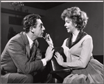 Bertrand Castelli and Geraldine Page in rehearsal for the stage production The Umbrella