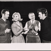 Swen Swenson, Karen Morrow, Dore Schary and John Raitt in rehearsal for the stage production A Joyful Noise