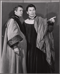 Raymond Massey and Jack Palance in publicity portrait for the 1955 American Shakespeare Festival production of Julius Caesar