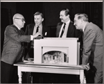 Robert Lewis, David Wayne, David Merrick and John Patrick in rehearsal for the stage production Juniper and the Pagans