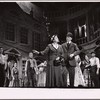 Shirley Booth [left foreground], Melvyn Douglas [right foreground] and unidentified others in the stage production Juno