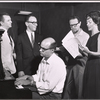 Robert Wright, George Forrest, Alfred Drake, Joan Weldon and unidentified in rehearsal for the stage production Kean