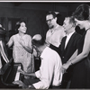 Lee Venora, Alfred Drake, Joan Weldon and unidentified others [at piano and at far right] in rehearsal for the stage production Kean