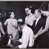 Lee Venora [far left], Alfred Drake [center wearing glasses], Joan Weldon [far right] and unidentified others in rehearsal for the stage production Kean