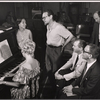 Lee Venora, Alfred Drake, Robert Wright and George Forrest in rehearsal for the stage production Kean