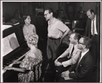 Lee Venora, Alfred Drake, Robert Wright and George Forrest in rehearsal for the stage production Kean