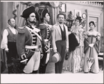 Alfred Drake [center], Joan Weldon, Lee Venora [right] and unidentified others in the stage production Kean