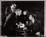 Wilfred Brambell, Eileen Rodgers, Don Francks and unidentified [second from left] in rehearsal for the stage production Kelly