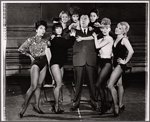 Mickey Shaughnessy [center] and unidentified others in rehearsal for the stage production Kelly