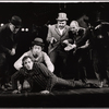 Mickey Shaughnessy [left], Don Francks [center], Jesse White, Leon Janney [right] and unidentified others in the stage production Kelly