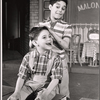 Sheldon Golomb [top] and unidentified in the stage production King of the Whole Damn World